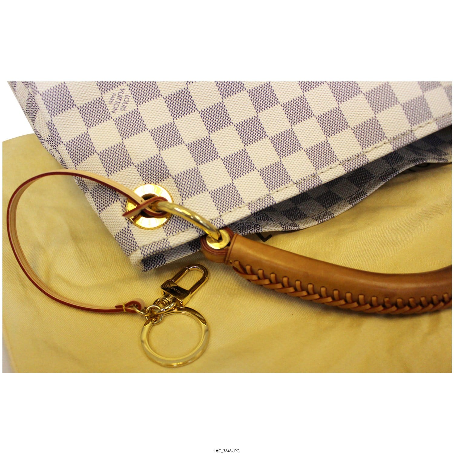 LOUIS VUITTON Artsy MM Damier Azur Shoulder Bag White