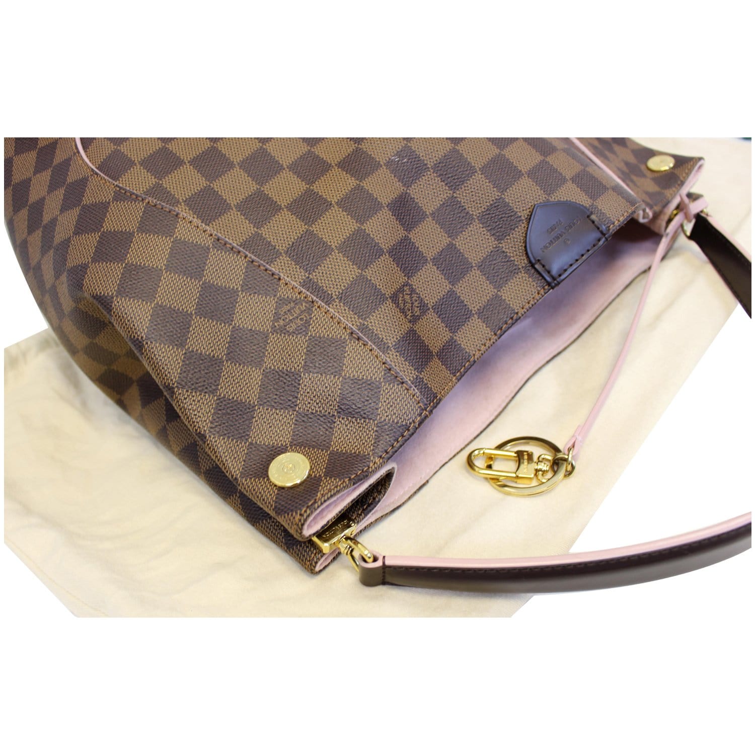 LOUIS VUITTON Caissa Damier Ebene Hobo Bag Rose Ballerine-US