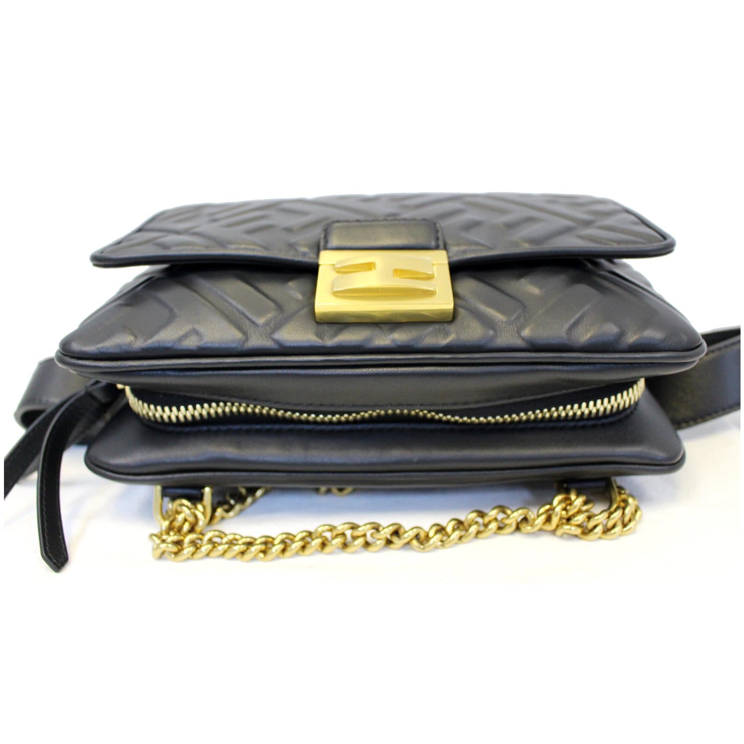 Fendi Upside Down Leather Belt Bag in Black For Women