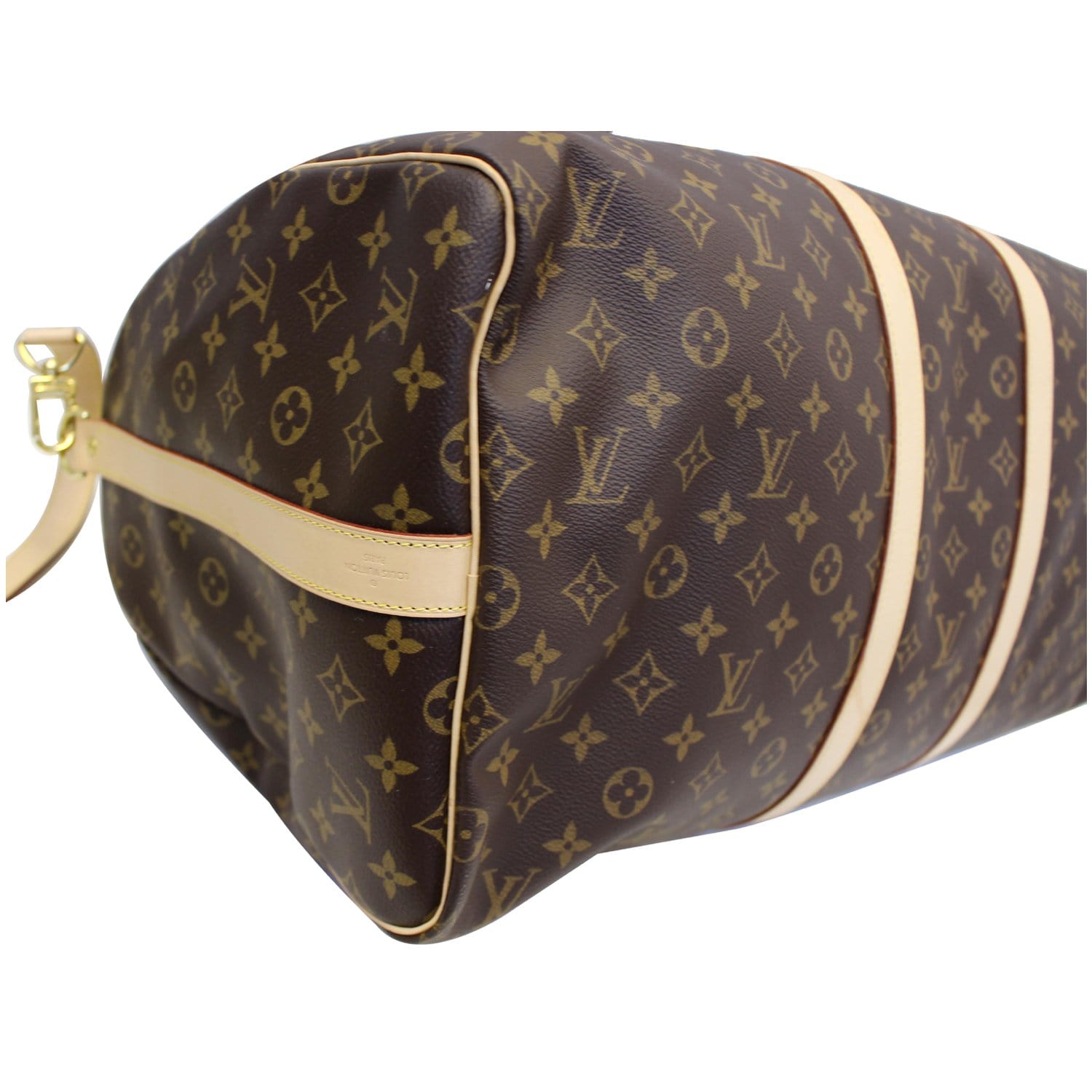 LOUIS VUITTON Keepall 55 Bandouliere Monogram Canvas Travel Bag Brown