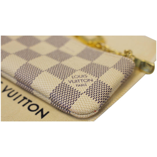 Louis Vuitton Coin case Mini Purse Damier Azur White Key Chain Leather  #462D