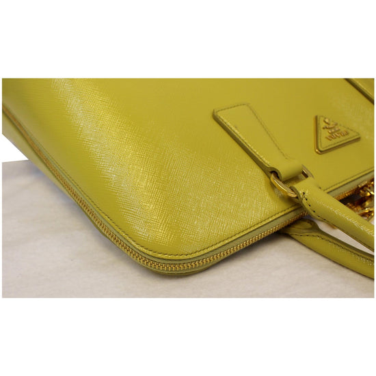 Prada - Saffiano Leather Top Handle Flap Bag Yellow