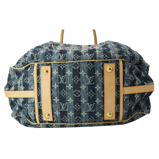 Louis Vuitton, Bags, Authentic Louis Vuitton Monogram Denim Cabas Raye Gm  Travel Bag 2 Way M95336