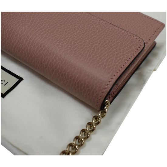 GUCCI Dollar Interlocking G Leather Chain Wallet Soft Pink 510314 - 25