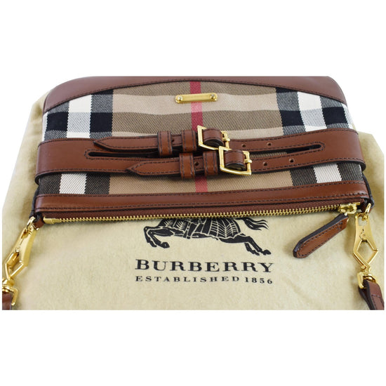 BURBERRY Bridle House Check Adeline Foldover Wristlet Clutch Crossboda