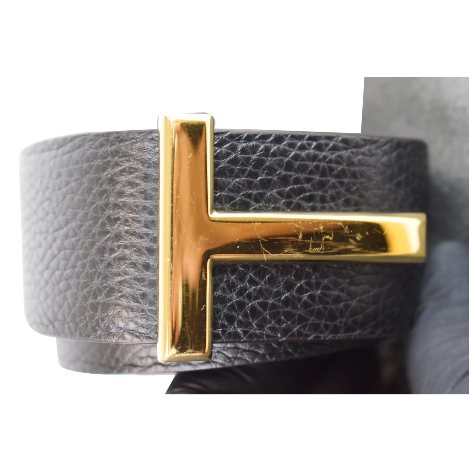 TOM FORD T Icon Reversible Leather Belt Black Size 95