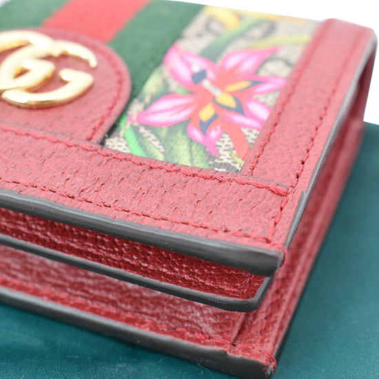 GUCCI Ophidia Flora GG Supreme Canvas Card Case Wallet Red 523155 - 10