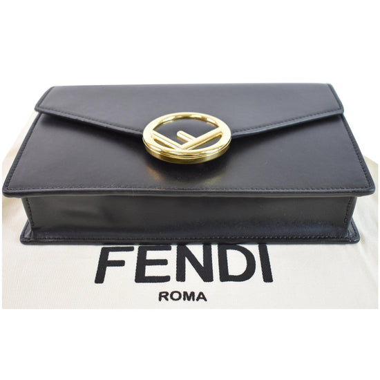 Wallet on chain cloth crossbody bag Fendi Black in Cloth - 33731841