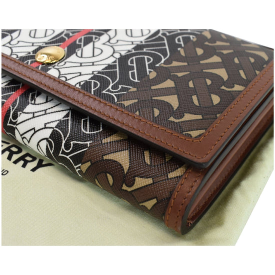 BURBERRY Monogram Stripe E-canvas Strap Wallet Brown