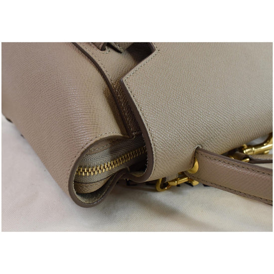 CELINE Mini Belt Grained Leather 2Way Shoulder Bag Taupe