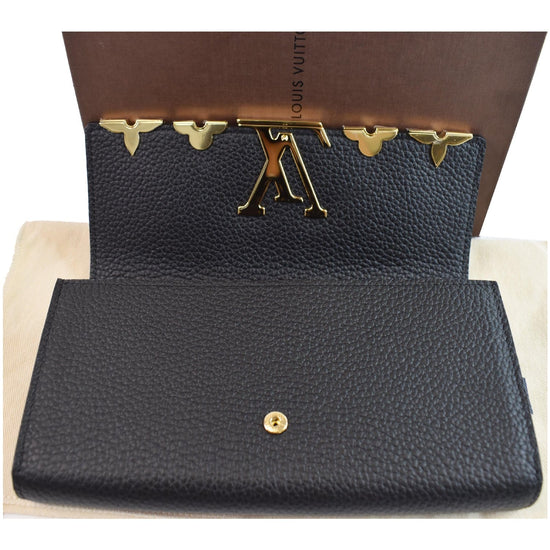 LOUIS VUITTON Capucines Crown Flowers Taurillon Wallet Black - 15% OFF