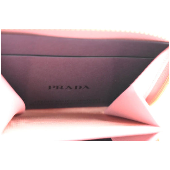 PRADA Small Saffiano Leather Zip Around Wallet Pink- 15% OFF