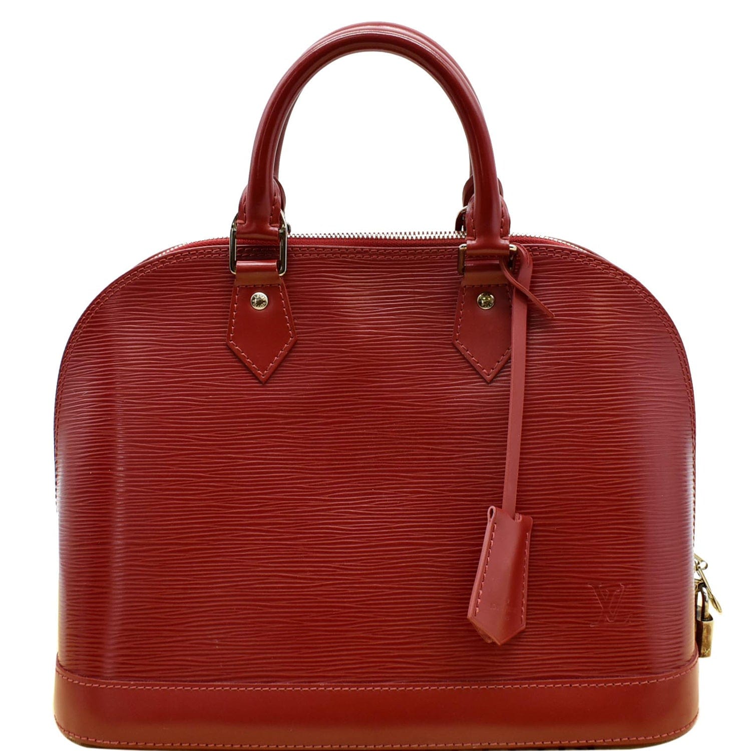 LOUIS VUITTON Alma PM Epi Leather Satchel Bag Red