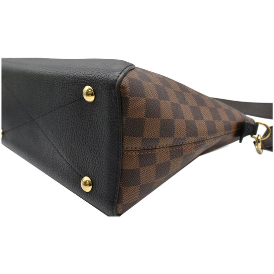 Louis Vuitton Brown Damier Ebene Coated Canvas and Black Cowhide Odéon mm Gold Hardware, 2021 (Like New), Womens Handbag