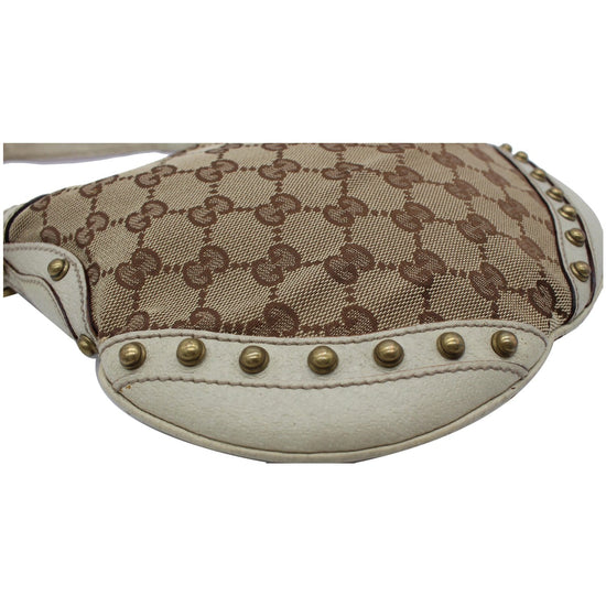 GUCCI Pelham Small GG Canvas Studded Shoulder Bag Beige 20