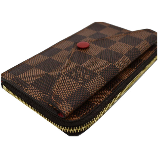 LOUIS VUITTON Damier Ebene Recto Verso Card Holder Red 1283133