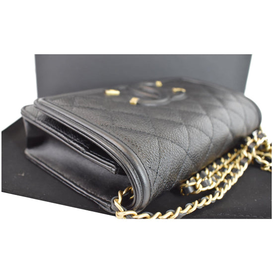 Chanel CC Filigree WOC Wallet On Chain Caviar Bag Black