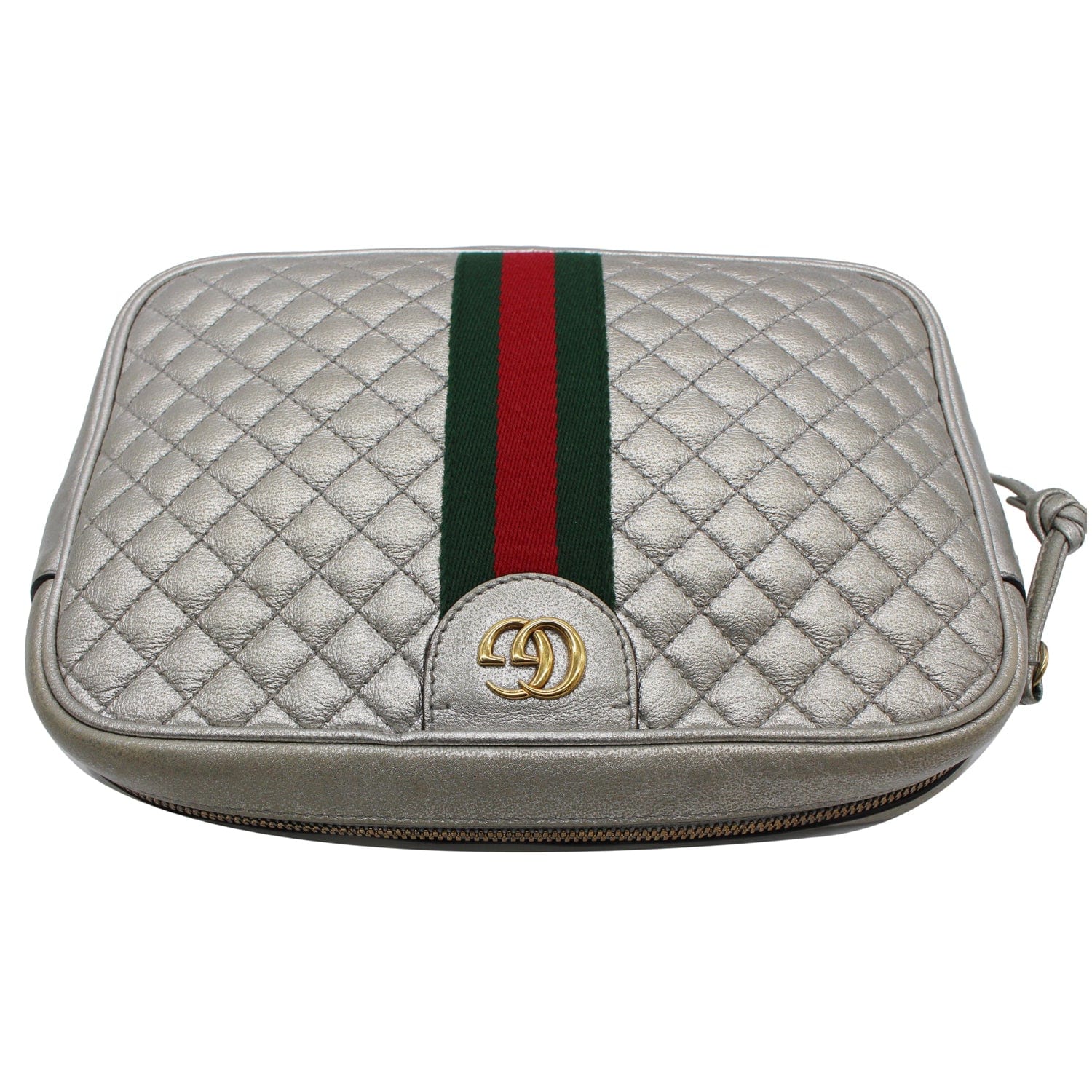 Redaktør Perversion Gemme GUCCI GG Small Quilted Leather Shoulder Bag Metallic Silver 541051 - 1