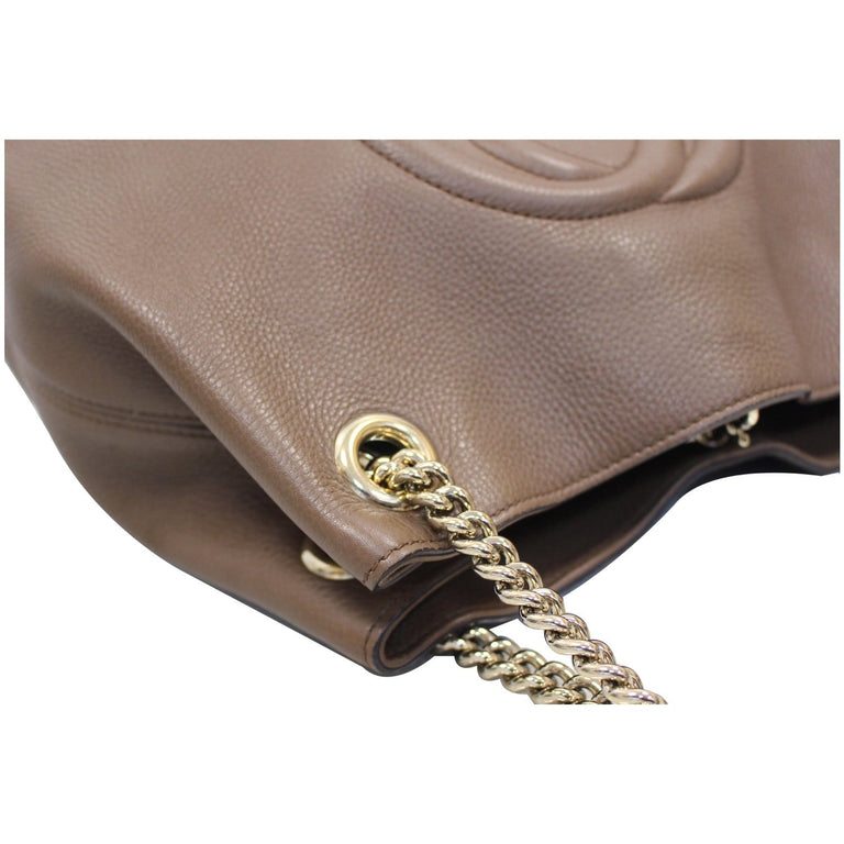 Gucci Soho Pebbled Leather Chain Shoulder Tote Bag