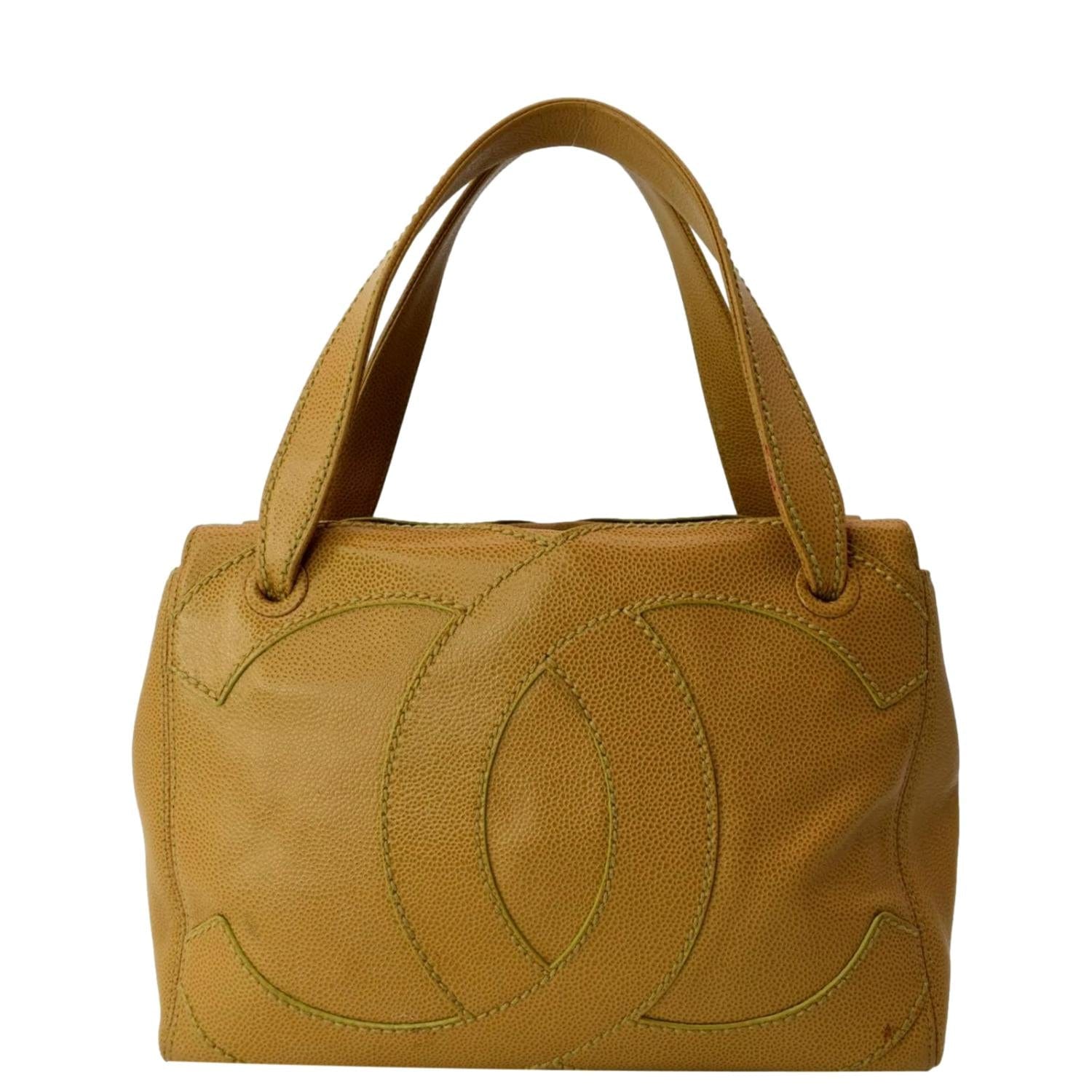 Chanel Beige/Brown Canvas and Leather Vintage CC Tote Chanel