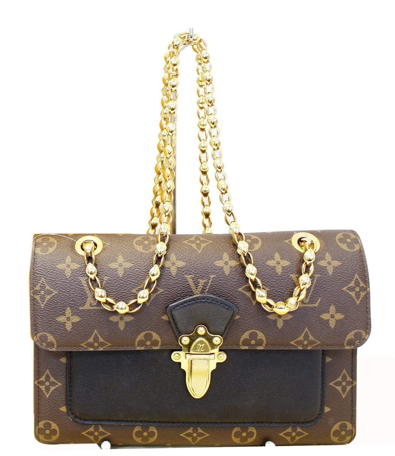 Louis Vuitton Monogram Canvas and Black Leather Victoire Bag For Sale at  1stDibs