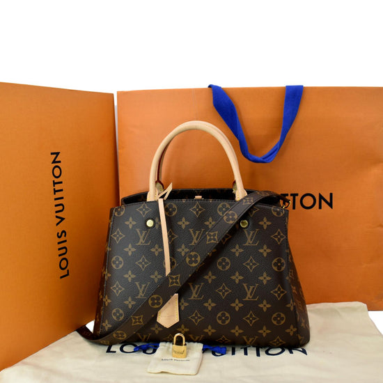 Montaigne cloth handbag Louis Vuitton Brown in Cloth - 26126866