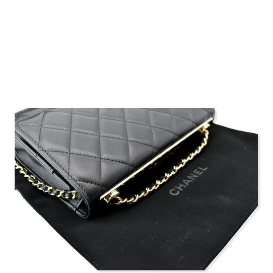 CHANEL Trendy CC Lambskin Leather Wallet On Chain Crossbody Bag Black