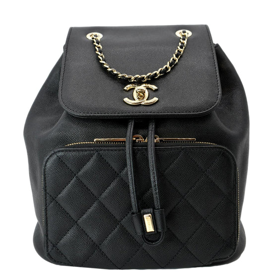 CHANEL Caviar Quilted Business Affinity Backpack Grey 468034