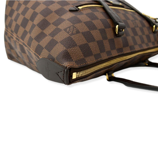 Louis Vuitton Brown Damier Ebene Félicie Pochette Gold Hardware, 2021 (Like New), Brown/Red Womens Handbag