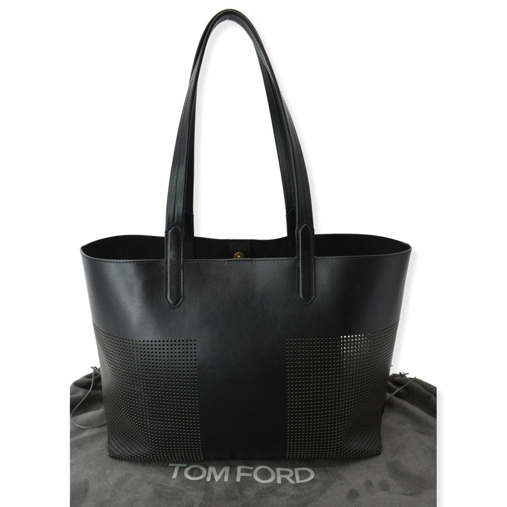 Tom Ford East/West Graphic T Perforated Leather Tote Bag