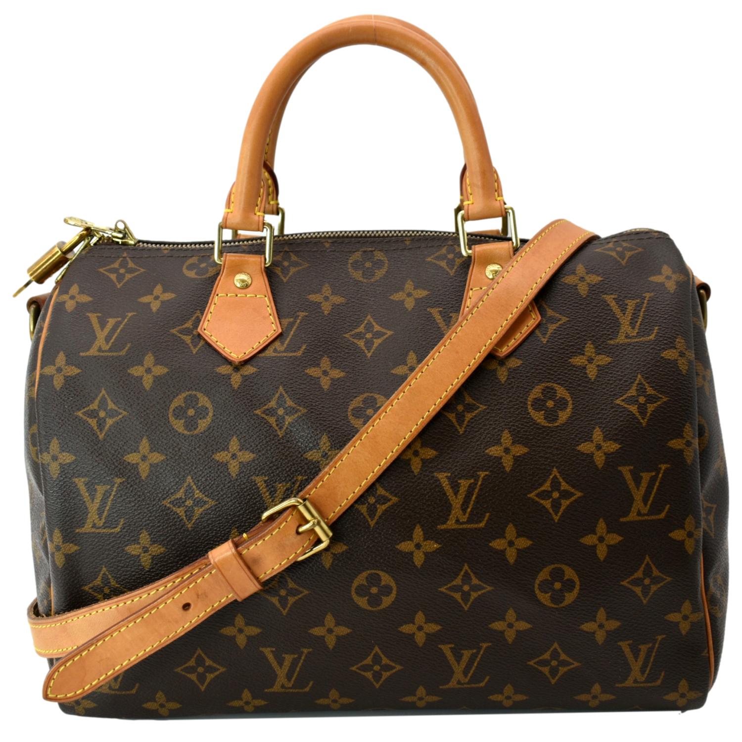 LOUIS VUITTON, PATCHES SPEEDY 30 BANDOULIERE OF DAMIER EBENE CANVAS WITH  POLISHED BRASS HARDWARE, Handbags & Accessories, 2020