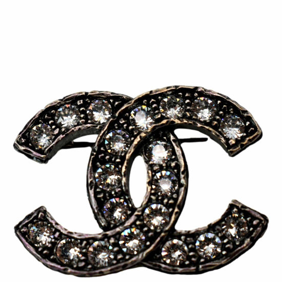 CHANEL CC Pearl Brooch Silver 83765