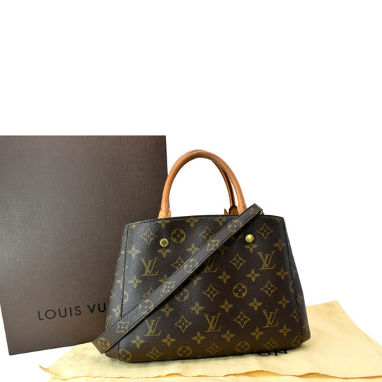 Montaigne cloth handbag Louis Vuitton Brown in Cloth - 26126866