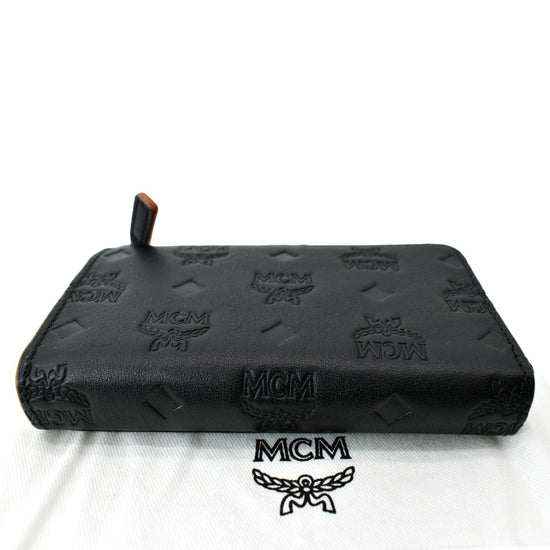 MCM Aren Embossed Logo Monogram Leather Chain Wallet