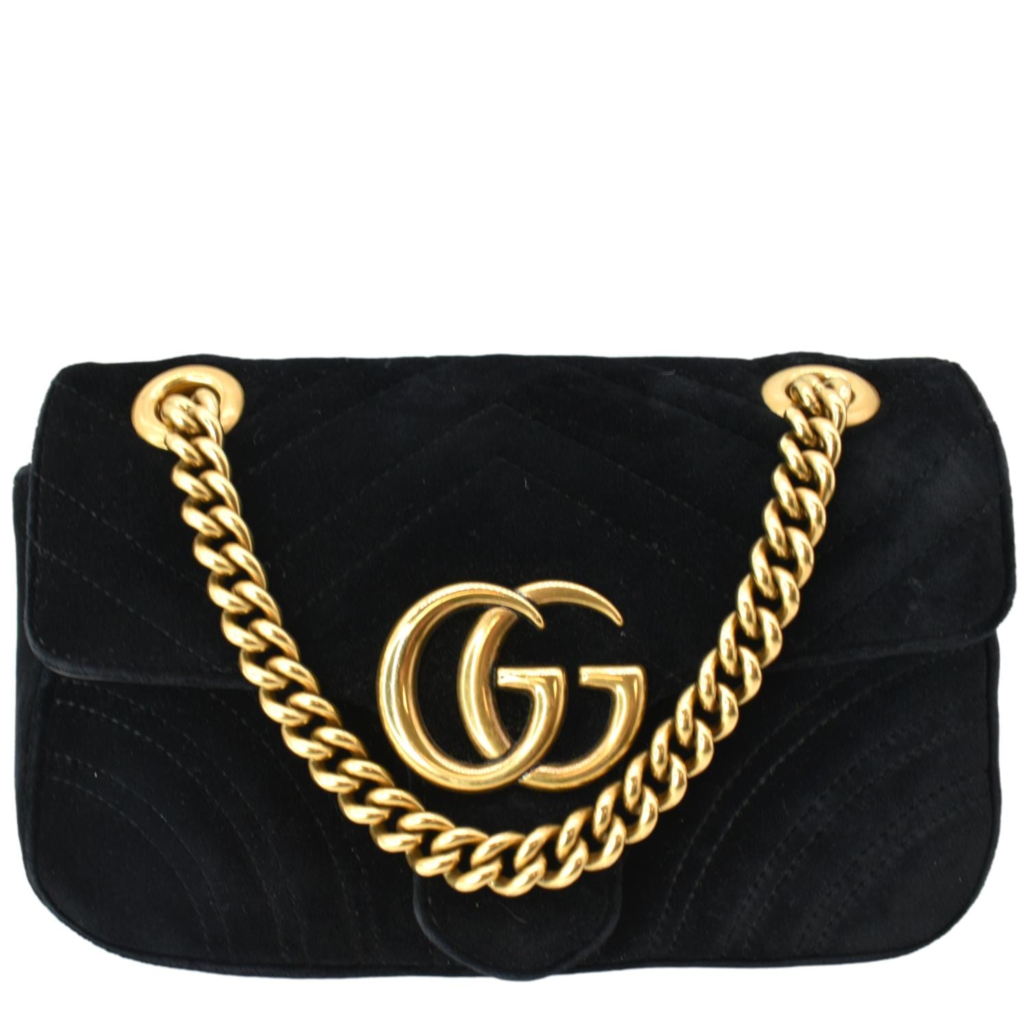 GUCCI GG Marmont Mini Velvet Shoulder Bag in Red