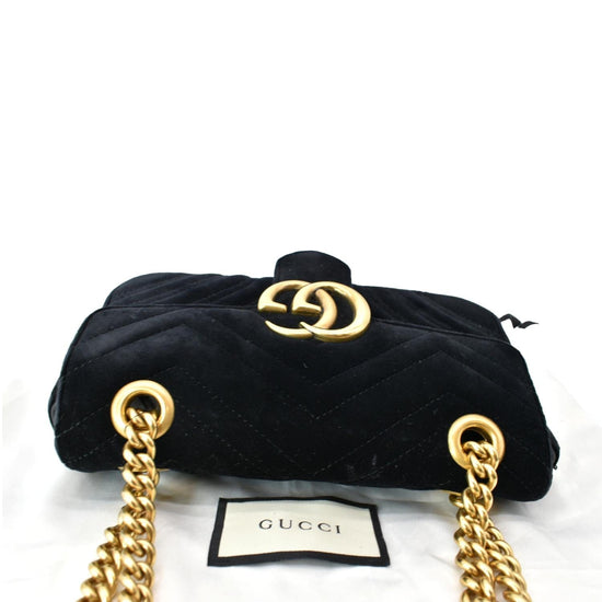 GUCCI GG Marmont Mini Velvet Quilted Shoulder Bag Black - MyDesignerly