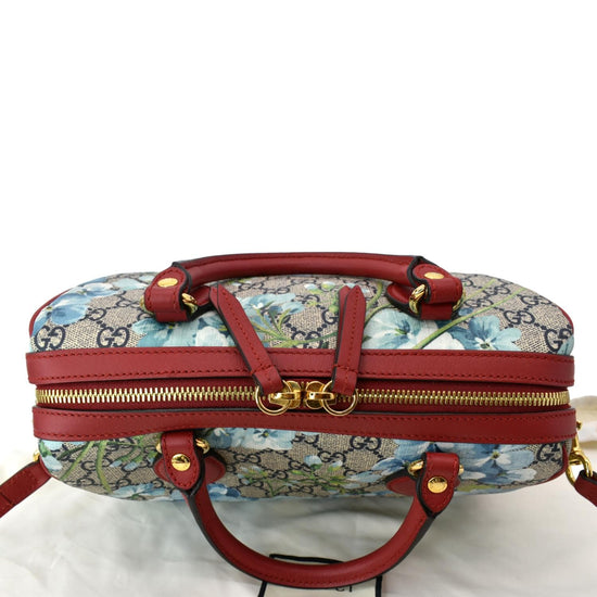 GUCCI GG Supreme Monogram Blooms Small Boston Beige Blue Navy