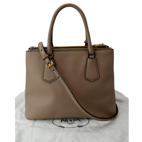 Prada Saffiano Two Way in Nude GHW, Luxury, Bags & Wallets on