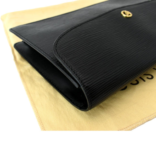 Pochette Montaigne en cuir épi noir Louis Vuitton
