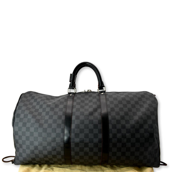 LOUIS VUITTON Keepall Bandouliere 55 Damier Graphite Black PVC M41413  Authentic