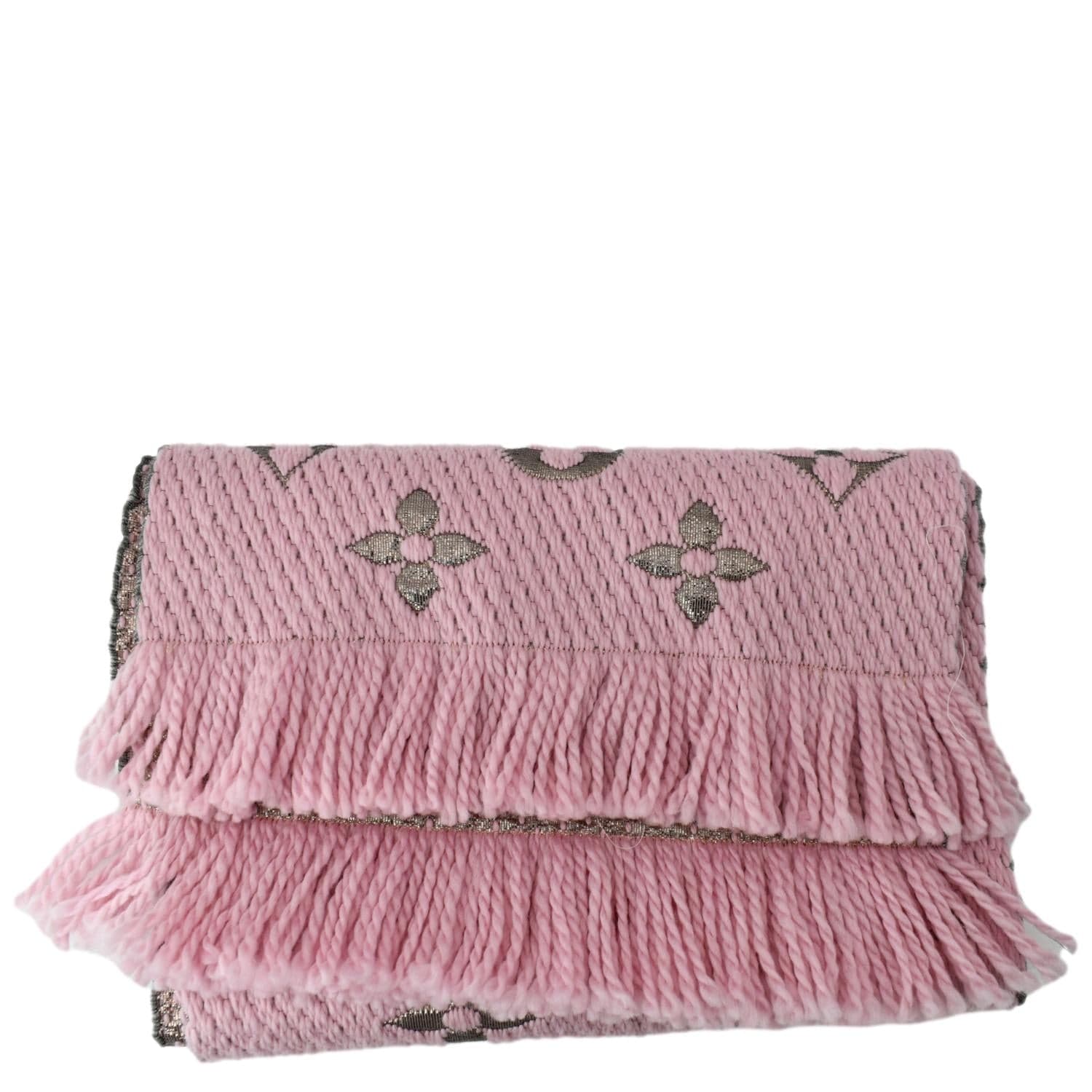 Louis Vuitton Unisex Logo Knit & Fur Scarves, Pink