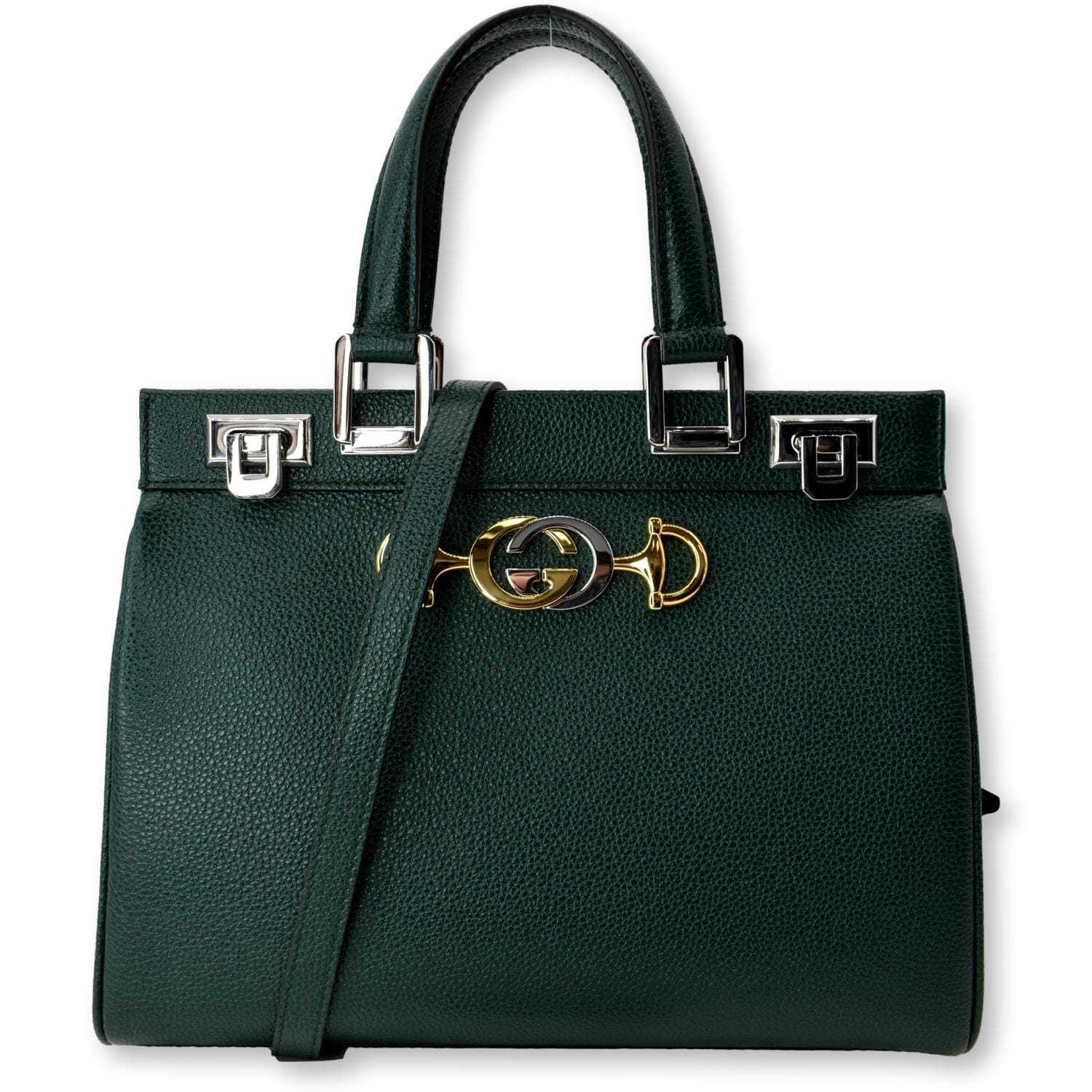 Gucci 569712 Small Green Leather Zumi Top Handle Tote Bag