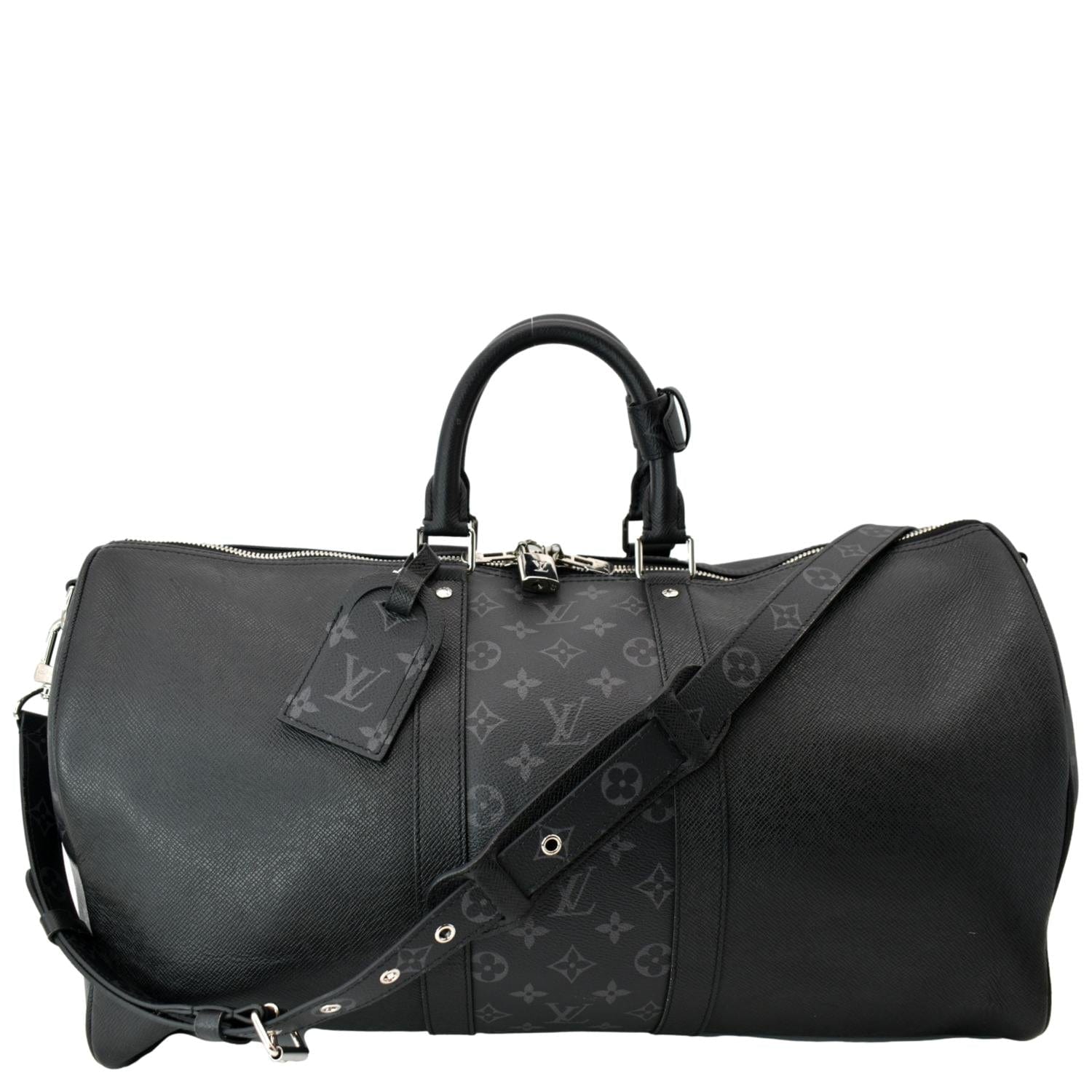 Louis Vuitton Authentic Black Cowhide Leather Duffle Bag Made 