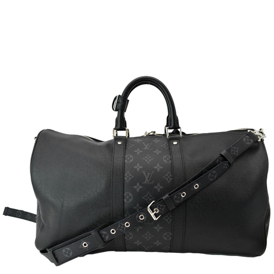 Louis Vuitton Monogram Eclipse and Black Taiga Leather Keepall Bandouliere  50 Bag - Yoogi's Closet