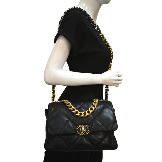 Chanel 19 Flap Bag Quilted Goatskin Large at 1stDibs