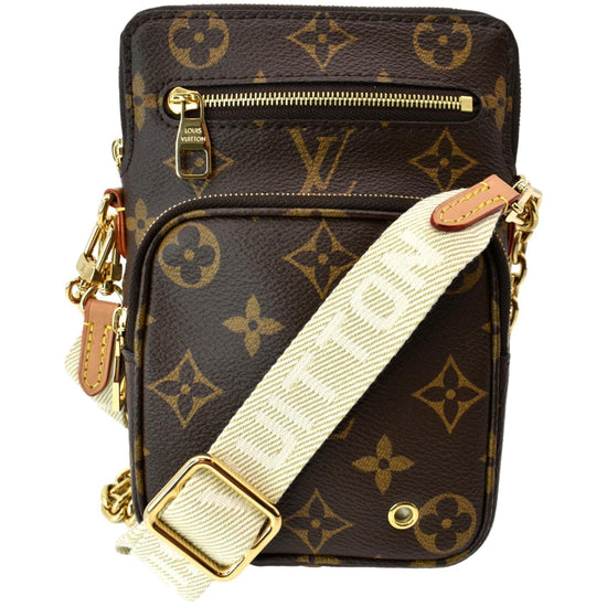 LOUIS VUITTON Utility Phone Sleeve Monogram Canvas Crossbody Bag Brown