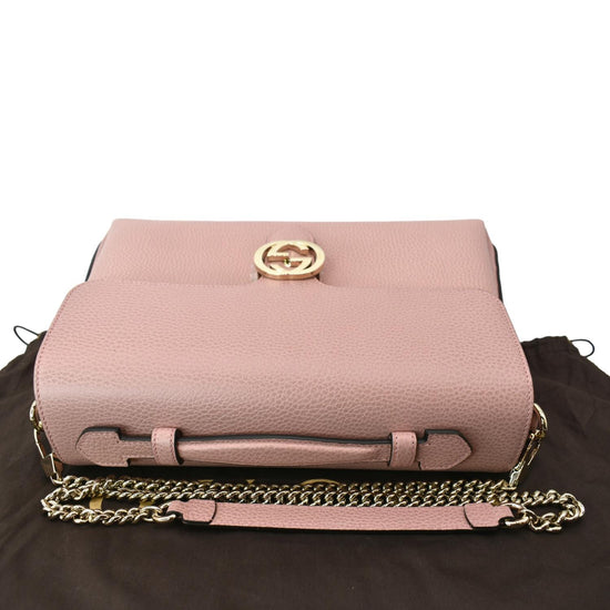 GUCCI Dollar Interlocking G Calfskin Leather Handbag Soft Pink 510306