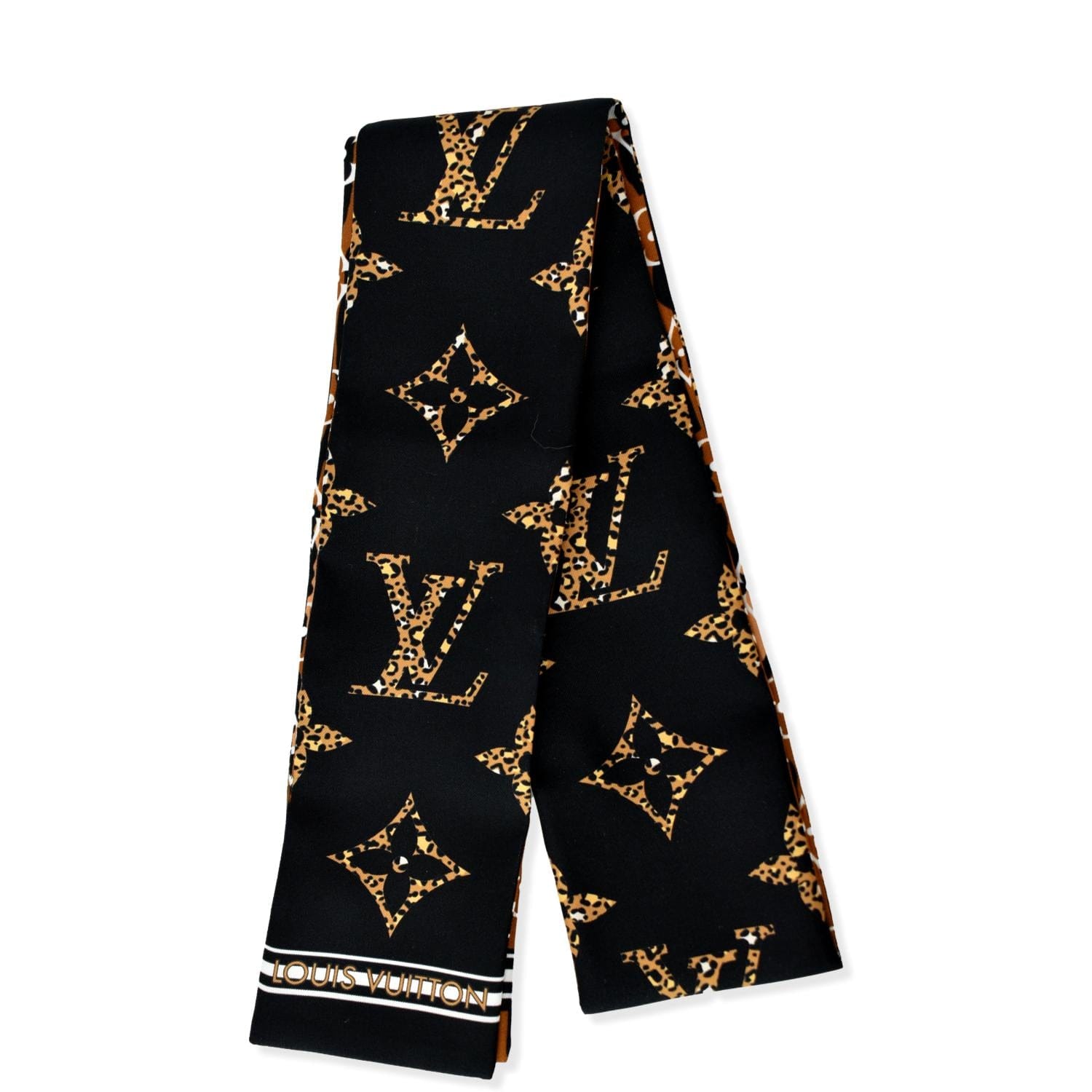 Authentic Louis Vuitton Monogram Multicolor Black Twilly Bandeau Scarf