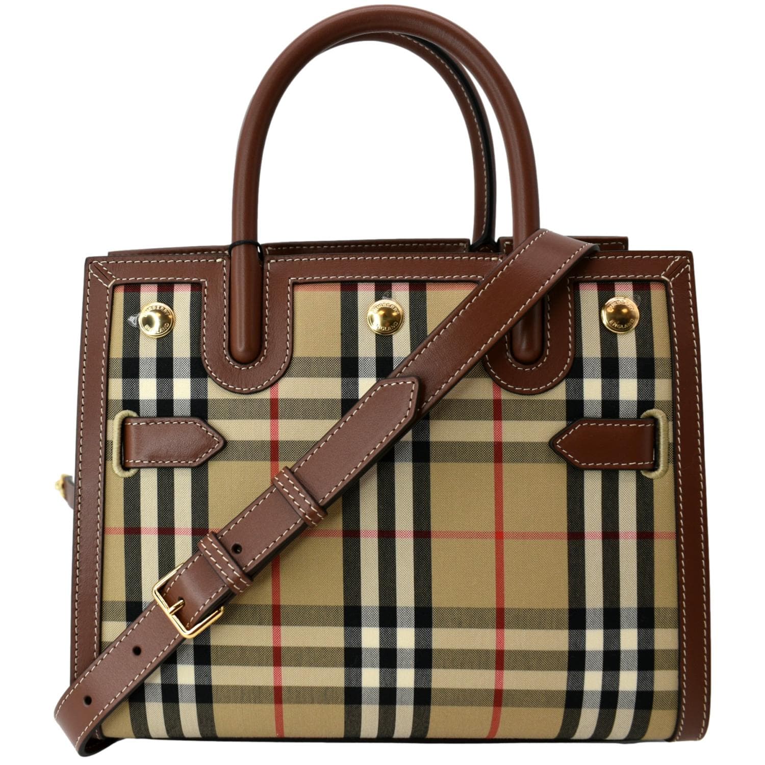 Burberry Vintage Check Two Handle Title Bag Multicolor Body