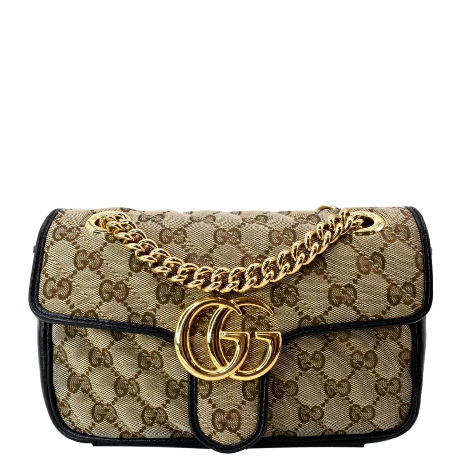 GUCCI Marmont Petite textured-leather and printed coated-canvas shoulder  bag